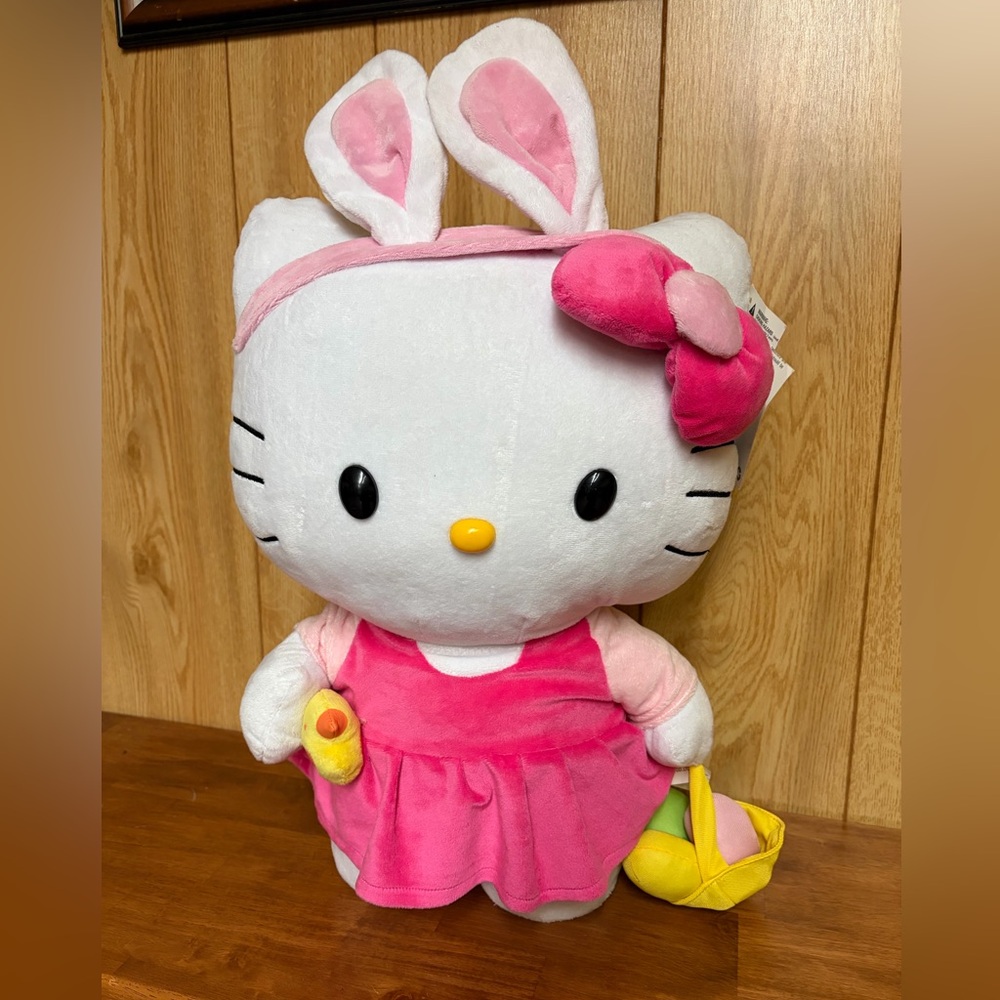 Hello Kitty Sanrio Gemmy Easter Greeter Basket Bunny Ears 24” - Picture 2 of 9